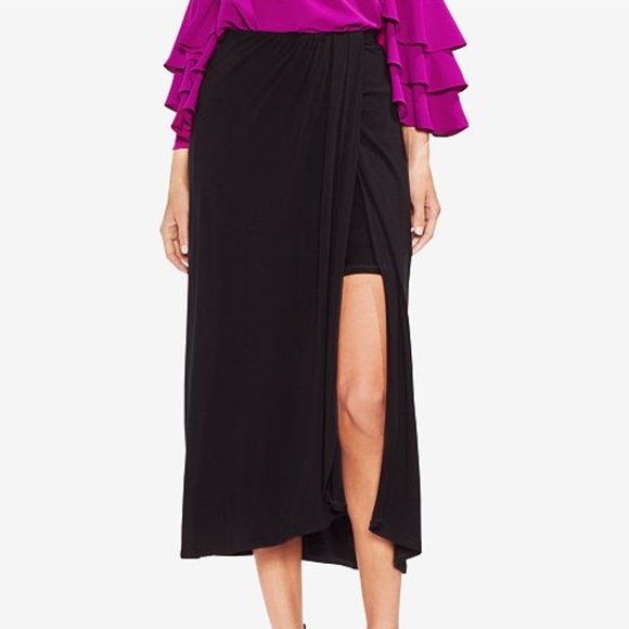 Vince Camuto Twist-Front Midi Skirt Black XL New - Picture 3 of 6